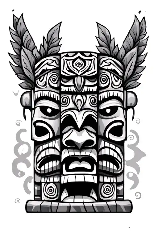 Totem Pole With Symbols Representing Family