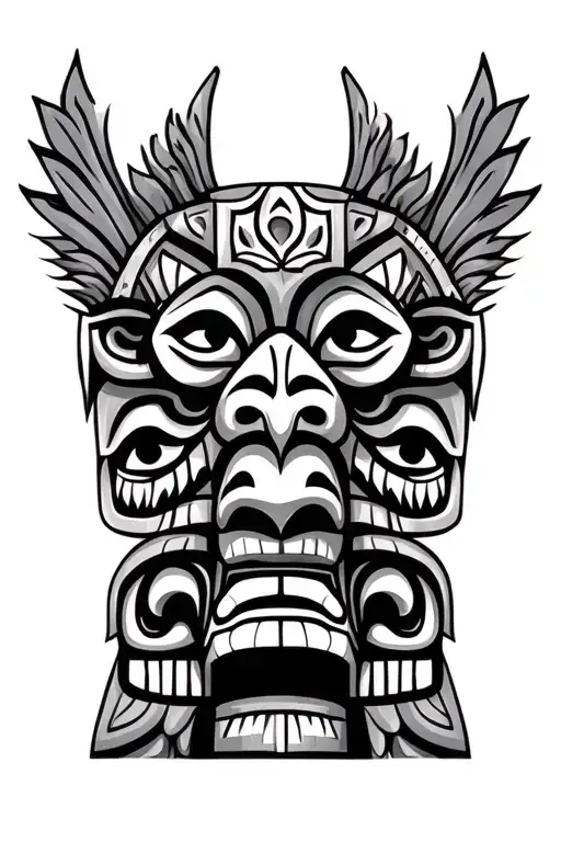 Totem Pole With Symbols Representing Family