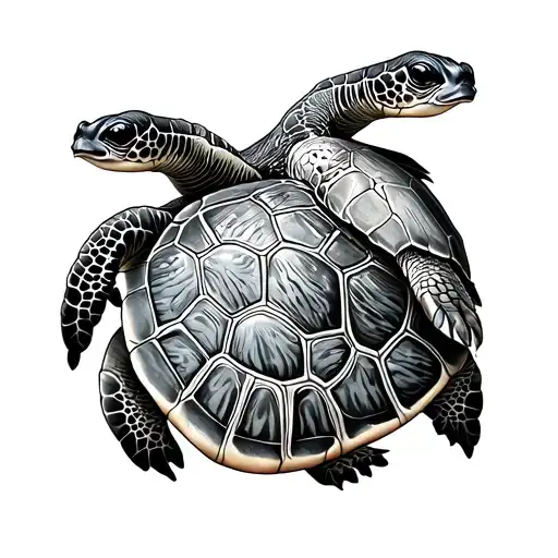 Fine Line Tattoo Of Turtles And Ocean Life Intertwined