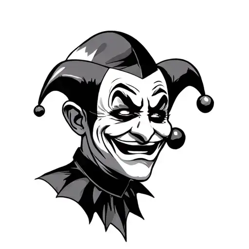 A Jester With A Smiling And Sad Mask Surrounded