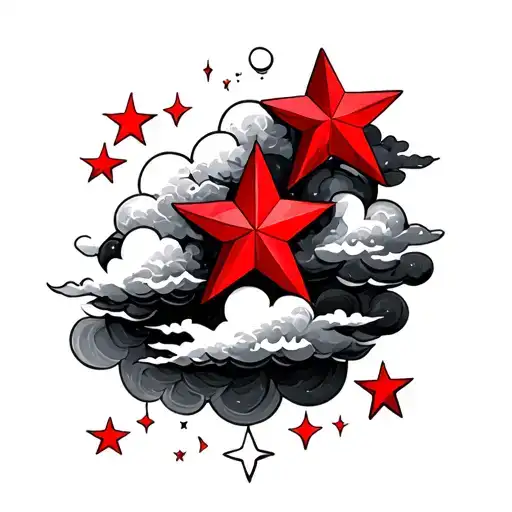 Red Stars And Clouds