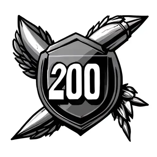 An Army Badge Pierced By A Bullet With The Number 200 On It