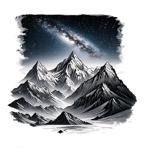 Moutains With Galaxy