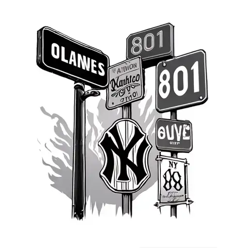 Utah Themed With Ny Yankees Logo And Street Signs And 801