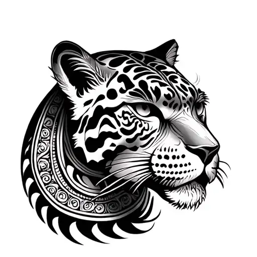 Guatemala Mayan Tattoo With Jaguar That Looks To The Side And That Forms Around The Whole Forearm