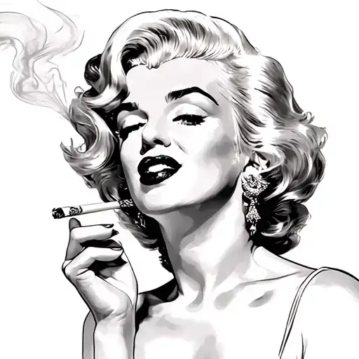 Non Realistic Style Marilyn Monroe Smoking Cigarette