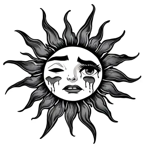 A Sun Has 7 Rays With One Eye Happy The Other Crying