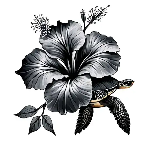 Hibiscus Flower With Turtle