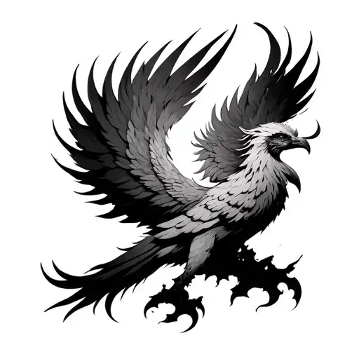 Phoenix Rising From Ashes Symbolizing Rebirth