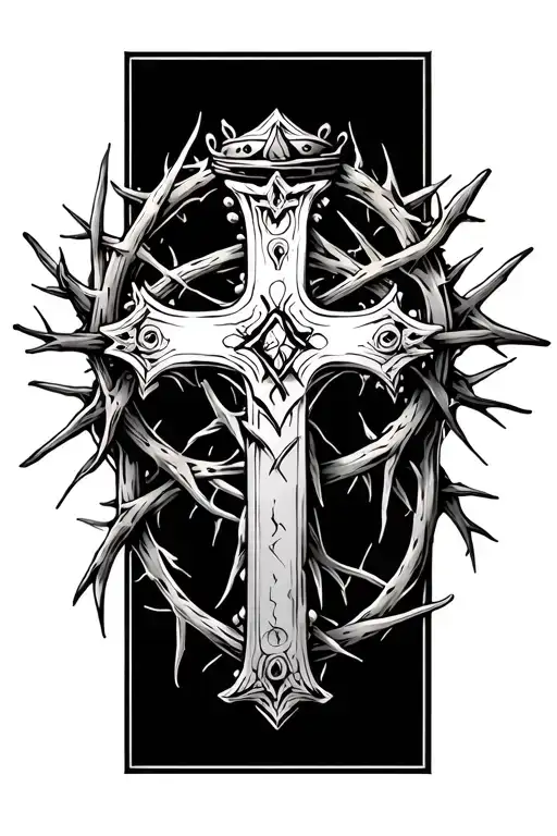 Cross With Crown Of Thorns