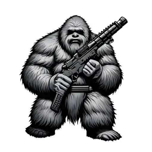 Yeti Men Holding M4 On Right Hand