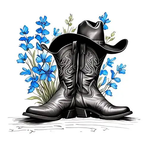Boots And Cowboy Hat Music Note Bluebonnets