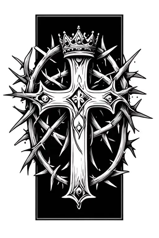 Cross With Crown Of Thorns With Extra Details Inspired