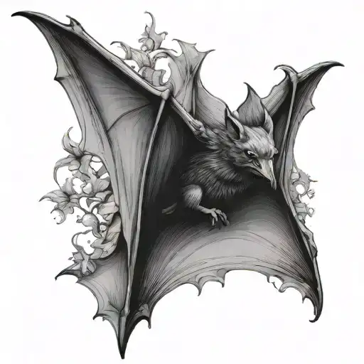 Big Realistic Bat Tatoo Design
