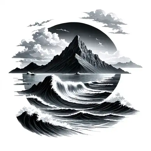 Ocean And Mountain Landscape Side By Side