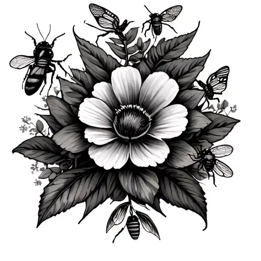 Forearm Sleeve With Insects And Flowers Growing Amidst