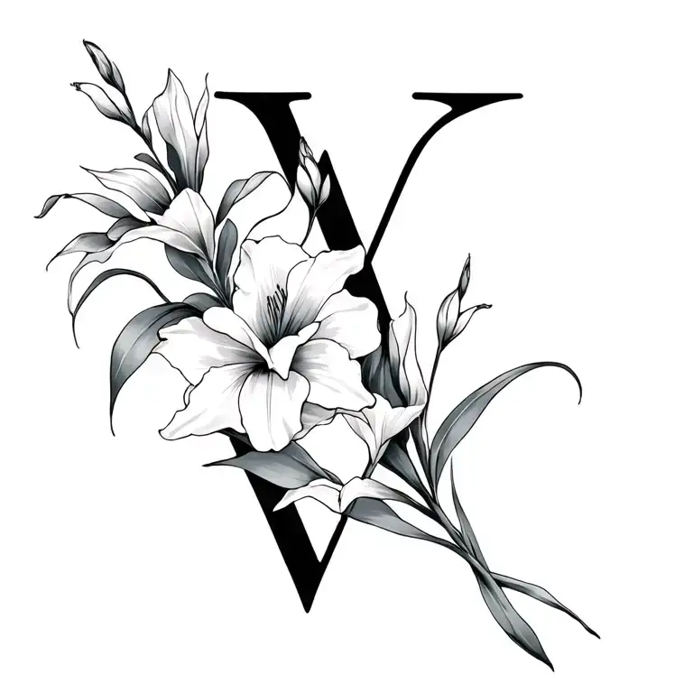 W Initial & Gladioli