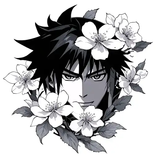 Sasuke Curse Mark Fading Into Cherry Blossom Petals