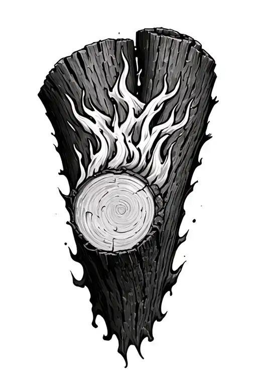 Log Inflamed With Ash At The Beginning Of The Log Mixed