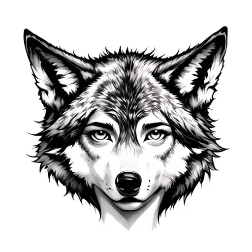 Girl With Wolf On Her Head