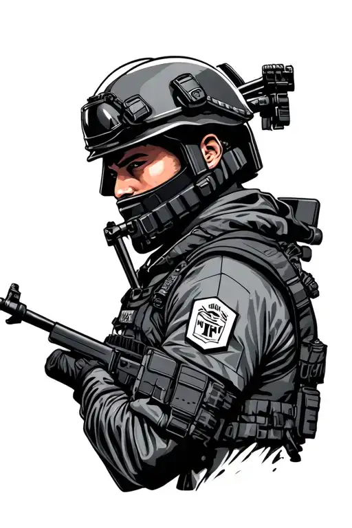Shadow Swat Officer With Rifle