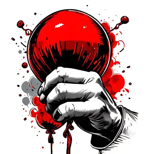 A Hand In A Fist Holding A Deflated Red Balloon