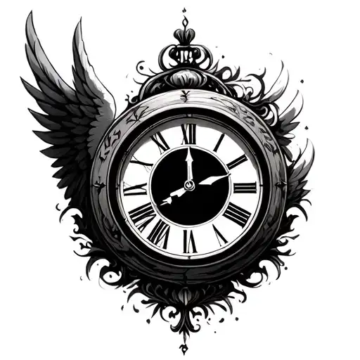 Clock With Angel Wings