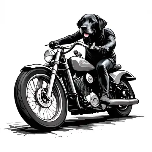 Black Lab Riding Motorcycles