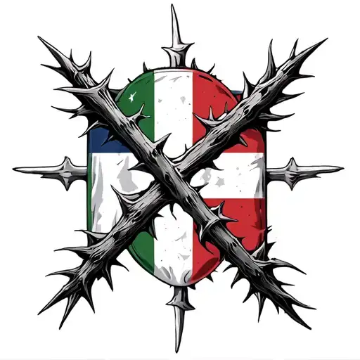 Usa And Italy Flag Cross Thorns