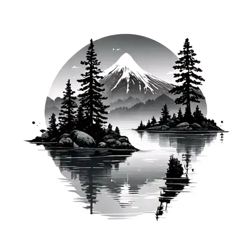 Landscape Trees Mountain Water Darken Everything