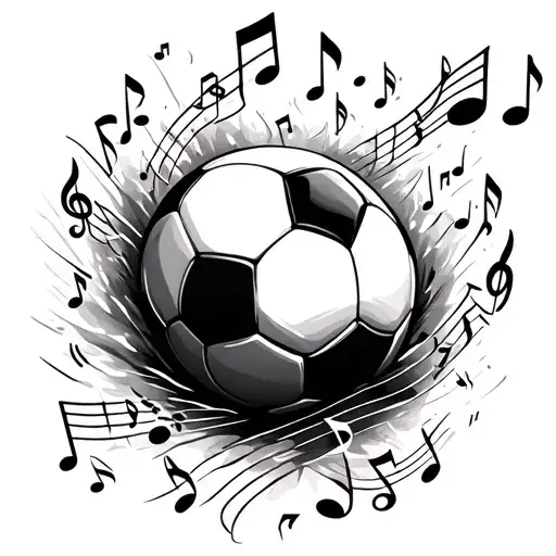 Soccer Ball Surrounded My Music Notes