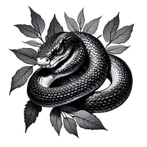 Black And White King Snake In Leaves