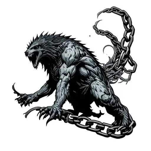 Werewold And Chain Forming The Shape