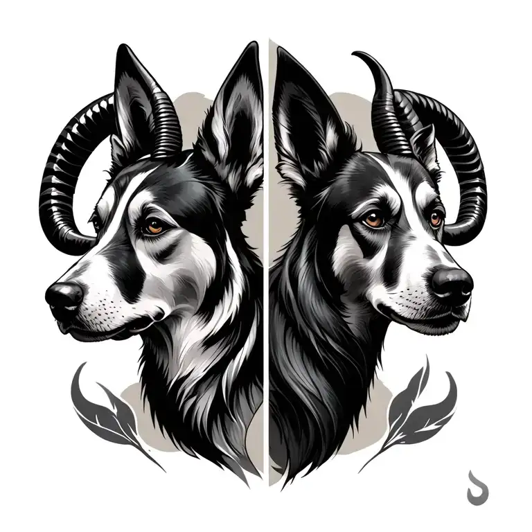 Zodiac Capricorn Side By Side With A Dog