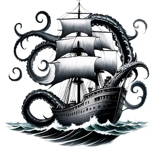 Kraken Destroying Ship