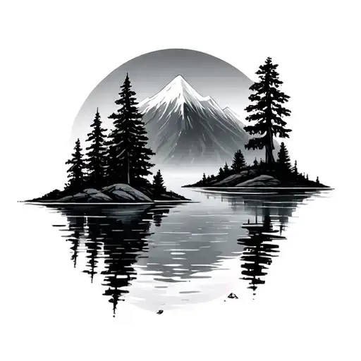 Landscape Trees Mountain Water Darken Everything Dark