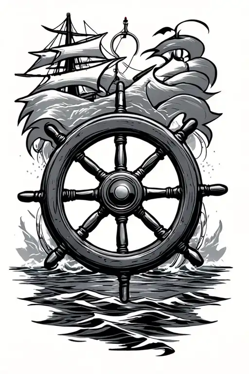 Ship Steering Wheel Surrounded