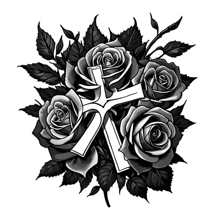 Roses With A Cross In The Middle
