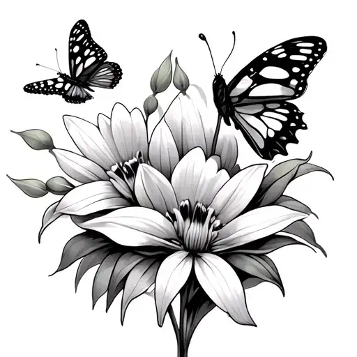 Butterflies Flying Around A Snowdrop Flower