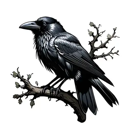 A Raven Sitting On A Branch