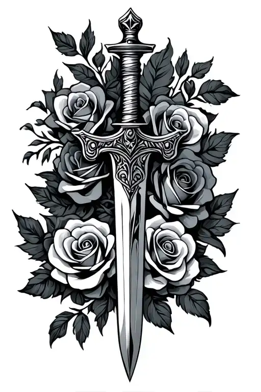 Dagger With Roses Around It
