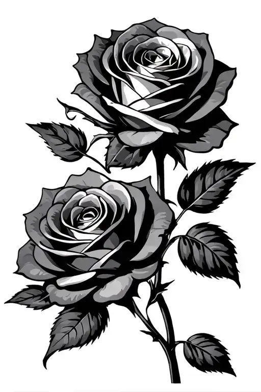 Two Roses With Intertwined Stems Tied Together