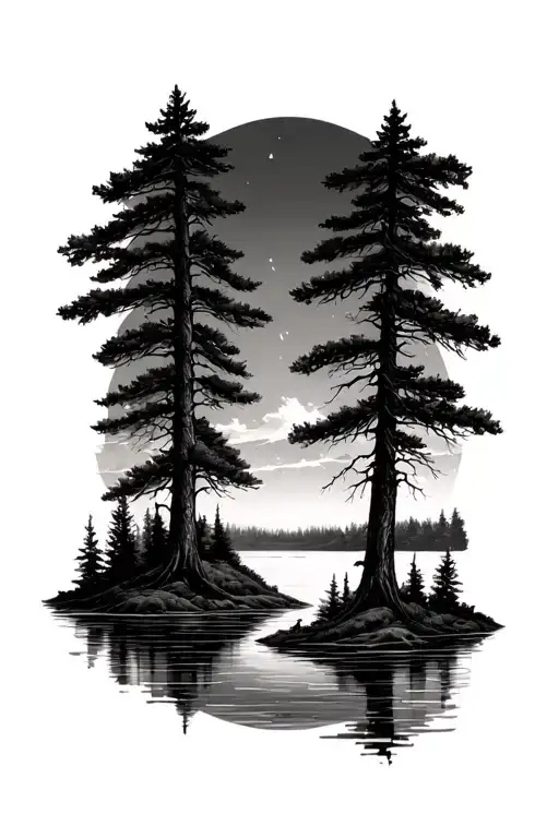 Woods And Lake Surrounded