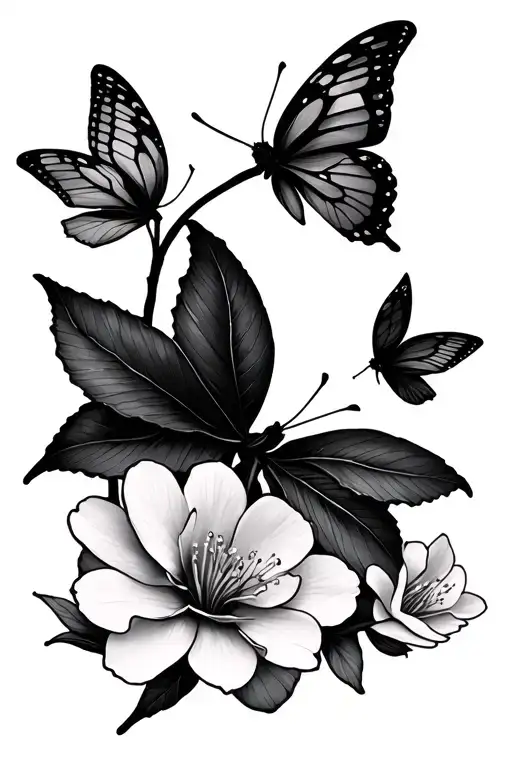 Minimal Cherry Blossom And Butterfly Spine