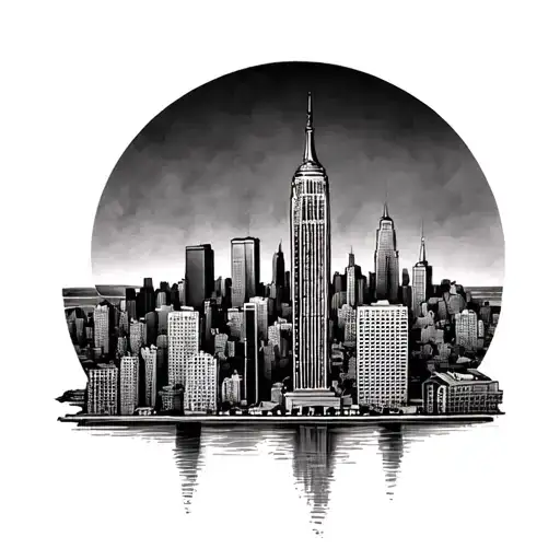 New York City Skyline Tattoo No Color For Darker Skin