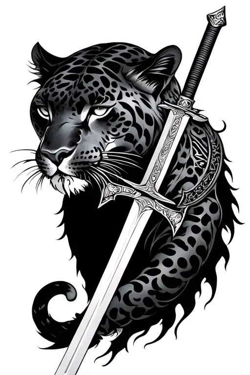 Black Jaguar And Katana Sword