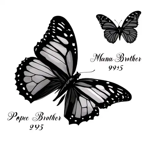 Mama And Pope Brother Date 1985 And 2015 Butterflies Accompanied By Letters