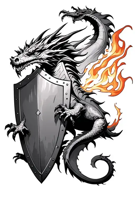 Shield And Fire Breathing Dragon