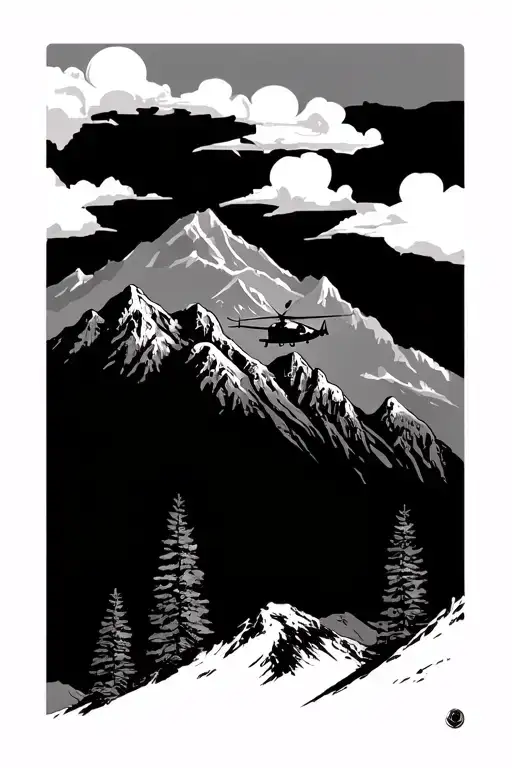Utah Mountains With A Very Small Huey Helicopter Flying On The Mountains Half Sleeve Upper Arm