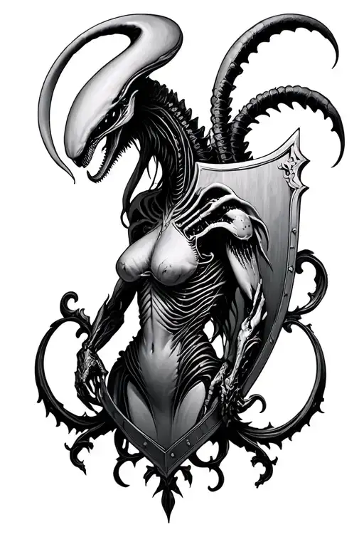 Xenomorph Alien In Baroque Feminin Shield